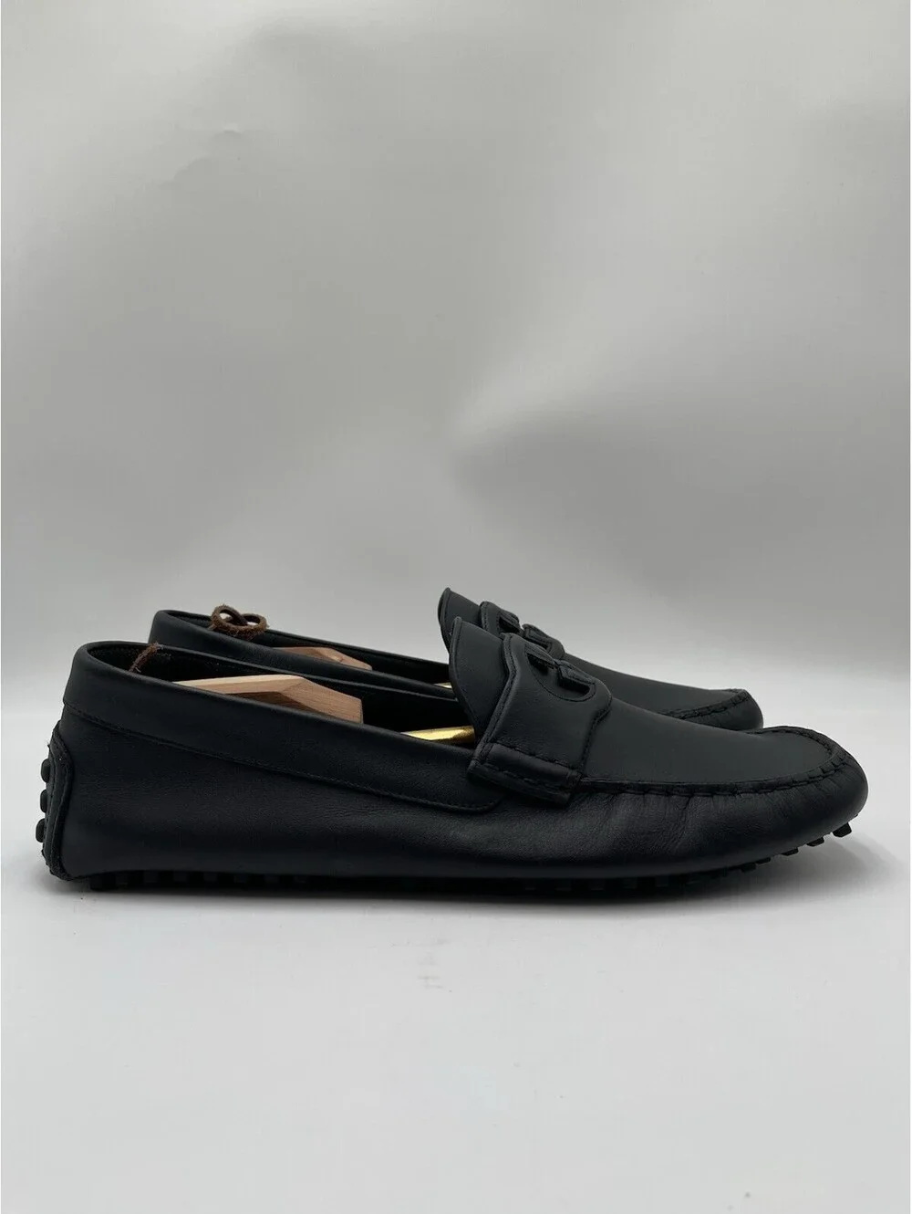 Mens Gucci Ayrton driving Interlock G loafer in black calfskin leather Size 13